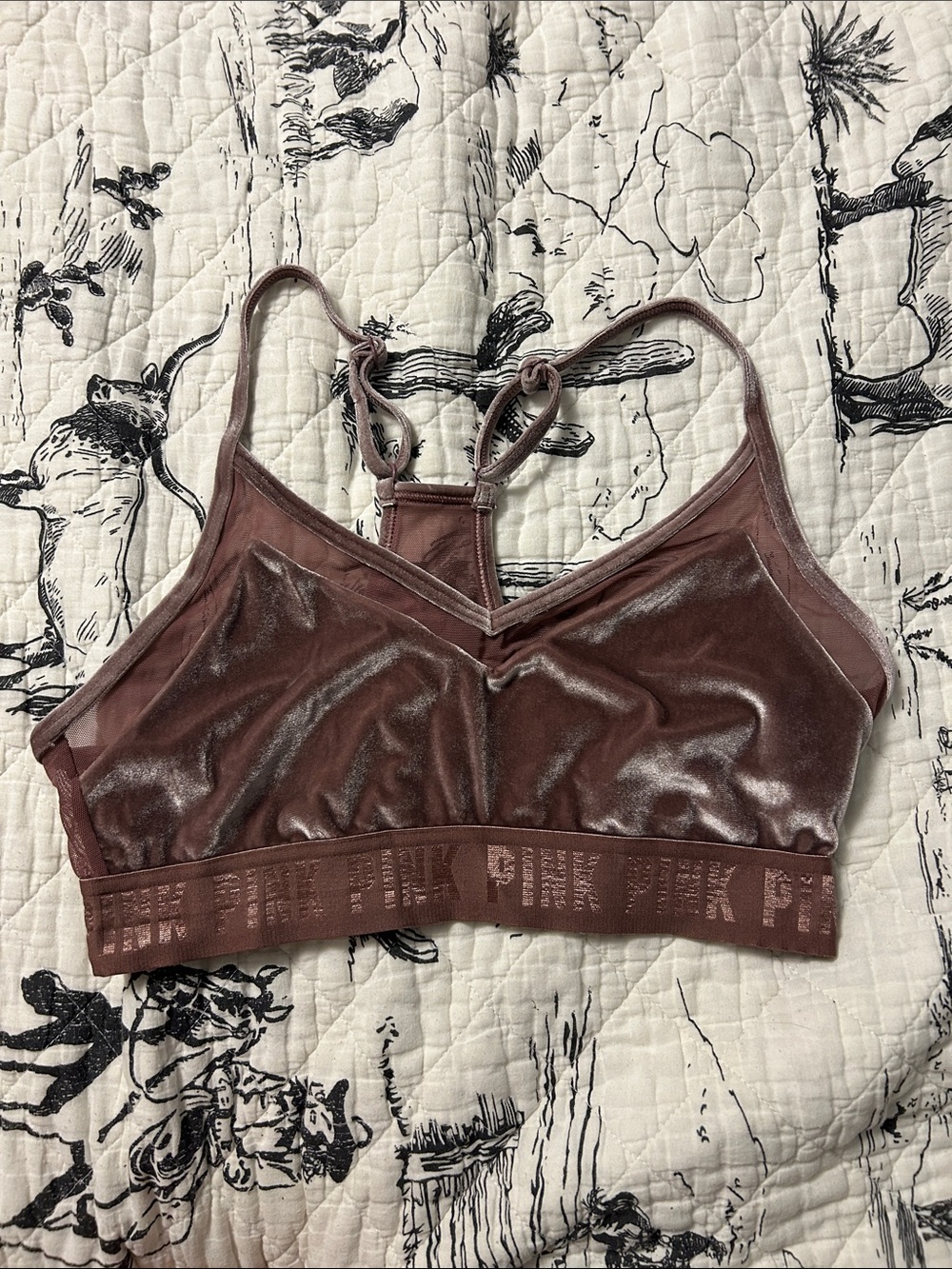 PINK Victoria's Secret Velvet Racerback Bralette - Dusty Mauve